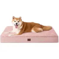 EHEYCIGA Lit orthopédique pour chien, couleur rose foncé, dimensions 91x68 cm, pour chiens de taille moyenne
