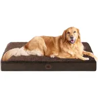 EHEYCIGA Lit orthopédique pour chien, taille XL, 112x81 cm, lavable, couleur marron