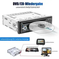 Insta24 Autoradio 1 DIN avec lecteur CD/DVD, lecteur MP3, port USB, Bluetooth, radio FM, entrée auxiliaire, fonction mains libres, télécommande, écran LCD de 4 pouces, 60 watts, 4 canaux, lecteur de carte SD