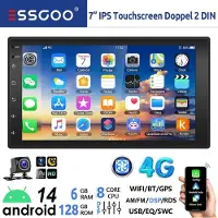Insta24 Autoradio Android 14 2 DIN avec écran tactile de 7 pouces, GPS, navigation, WiFi, 4G, Bluetooth, kit mains libres,au volant, compatible Carplay et Android Auto, 6 Go de RAM, 128 Go de stockage