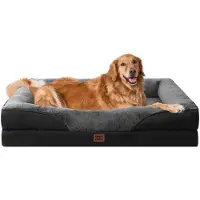 EHEYCIGA Panier orthopédique pour chien avec 4 bords, dimensions 106x76 cm, couleur gris/noir