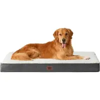 EHEYCIGA Lit orthopédique pour chien, taille XL, 112x81 cm, lavable, couleur beige