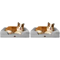 EHEYCIGA Lit orthopédique pour chien, couleur gris, 104x69 cm (lot de 2)