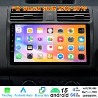Insta24 Autoradio 2 DIN Android 15 de 10 pouces pour Suzuki Swift III (2005-2014), avec Apple CarPlay, Android Auto, écran tactile, GPS, Wi-Fi, Bluetooth, 4 Go de RAM et 64 Go de stockage