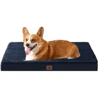 EHEYCIGA Lit orthopédique pour chien, 89x58 cm, lavable, bleu marine, taille L