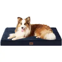 EHEYCIGA Lit orthopédique pour chien, taille XL, 104x68 cm, lavable, couleur bleu marine