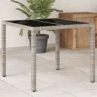 Merkloos Table de jardin avec plateau en verre, 90 x 90 cm