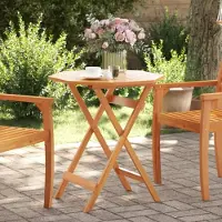 Merkloos Table de jardin pliante en bois massif, diamètre 70 cm, hauteur 75 cm