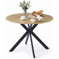 Merkloos Table ronde en bois, diamètre 100 cm, pour 4 à 6 personnes