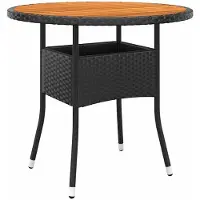 Merkloos Table d'extérieur ronde en bois d'acacia massif avec revêtement en polyrotin