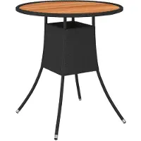 Merkloos Table de jardin en rotin synthétique et en bois d'acacia, diamètre 70 cm