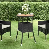 Merkloos Table de jardin en bois d'acacia massif avec revêtement en polyrotin