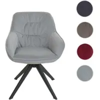 Mendler Lot de 6 chaises de salle à manger HWC-K28, chaise de cuisine rembourrée Chaise avec accoudoirs, pivotante, métal tissu/textile gris clair