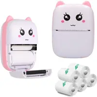 Extralink Kit Imprimante thermique EPP-001 rose + papier thermique autocollant 5 rouleaux