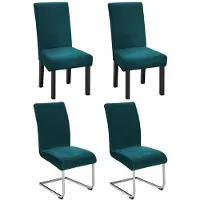 Sonstiges Ensemble de 4 housses de siège pour fauteuil à dossier, en velours stretch, couleur vert français