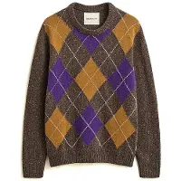 Gant pour homme. 8040258 Pull à losanges marron (L), Casuel, Laine Recycle