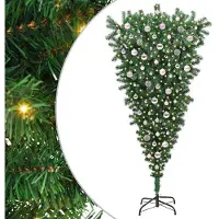vidaXL Arbre de Noël artificiel renversé avec set de boules vert 210 cm PVC
