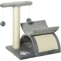 BellaFurn Arbre à gratter pour chat avec tunnel et zone de repos | Couleur : Gris clair | Dimensions : 30 x 40 x 43 cm