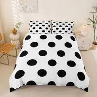 Merkloos Ensemble de housse de couette - Blanc et noir, pois - Pour lit double