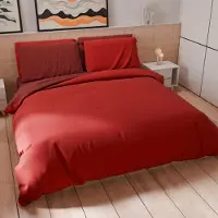 Merkloos Parure de lit pour lit simple - 160 x 200 cm - Microfibre - Rouge/Bordeaux