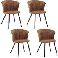 Dripio Ensemble de 4 chaises de salle à manger, style rétro, rembourrées, avec accoudoirs, en similicuir, couleur marron