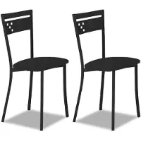 Dripio Ensemble de 2 chaises de cuisine, revêtues de similicuir noir, avec structure métallique, dimensions : 39 x 46 x 84 x 42 cm
