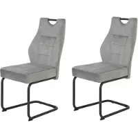 Dripio Ensemble de deux chaises de salle à manger, en métal, avec revêtement en velours, couleur argent, capacité de 140 kg