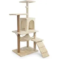 Mersjo Griffoir pour chat, maison avec jouet, haut, 6 niveaux, lit, Comfort Line beige