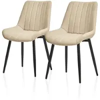 Dripio Ensemble de deux chaises de salle à manger, revêtues de similicuir, de couleur beige, dimensions : 53 x 53 x 89 cm