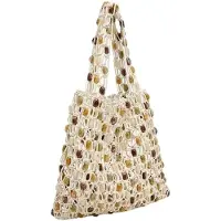 Merkloos Sac tissé en coton avec des perles, pour femmes