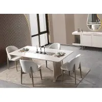 AEA Table de salle à manger avec 4 chaises, style moderne, couleur blanche, pratique