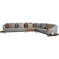 AEA Canapé d'angle gris design - Canapé rembourré de luxe en L pour salon