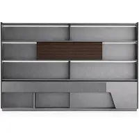 Xl Moebel Gmbh Armoire de bureau moderne avec étagères en bois, éclairage LED et espace de rangement