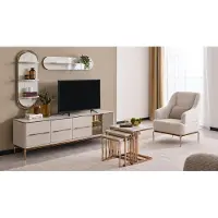 Xl Moebel Gmbh Ensemble élégant de mobilier comprenant une console TV, une table d'appoint et des étagères murales