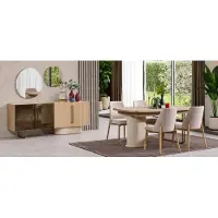 Xl Moebel Gmbh Ensemble élégant pour salle à manger, comprenant une table design et 4 chaises rembourrées