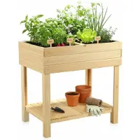 Merkloos Bordure surélevée en bois avec 4 compartiments, idéale pour le jardin et le balcon