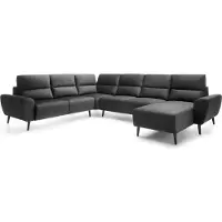 Domo DomoHome Canapé d'angle rembourré BOSCO en forme de U, tissu monolithique, indépendant, avec appuie-tête réglables, canapé pour famille, taille : 340x270x98cm, couleur : gris