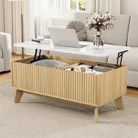 Merkloos Table basse moderne avec plateau rabattable et effet marbre