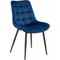 Leobert Chaise - - Bera - Velours Bleu Marine/Pieds Noirs - 54 X 60 X 88 Cm