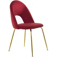 Dripio Ensemble de 4 chaises en velours et métal, rouge et or, dimensions : 50 x 51 x 86 cm