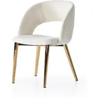 AEA Chaise blanche, confortable, en tissu doux, avec structure en métal, de style moderne, confortable et avec des accents dorés