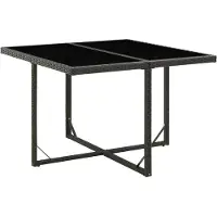 Merkloos Table de jardin noire en polyrotan et verre