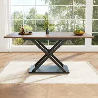 Merkloos Table extensible pour salle à manger, dimensions 120-160 x 80 cm, avec pieds en acier
