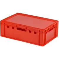 Merkloos Boîte de rangement E2 avec couvercle rouge, dimensions 600 x 400 x 200 mm