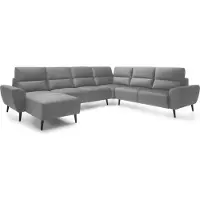 Domo DomoHome Canapé d'angle rembourré BOSCO en forme de U, tissu monolithique, indépendant, avec appuie-tête réglables, canapé pour la famille, taille : 340x270x98cm, couleur : frêne