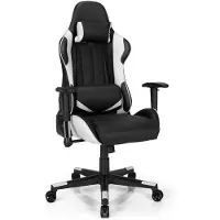 Dripio Fauteuil de gaming pivotant à 360°, avec coussin pour la tête et le bas du dos, réglable, de couleur blanche
