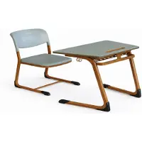 AEA Un banc d'école clair avec une chaise, classique et solide, pour une salle de classe moderne