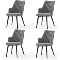 AEA Lot de 4 chaises modernes en tissu, confortables, grises, moelleuses et douillettes