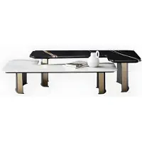 AEA Ensemble de tables basses noir et blanc, design pour salon, meubles élégants