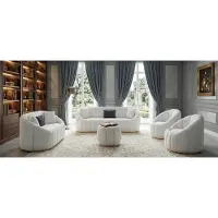 AEA Ensemble de salon élégant : canapé à motifs rayés blancs, fauteuils rembourrés, sièges en tissu